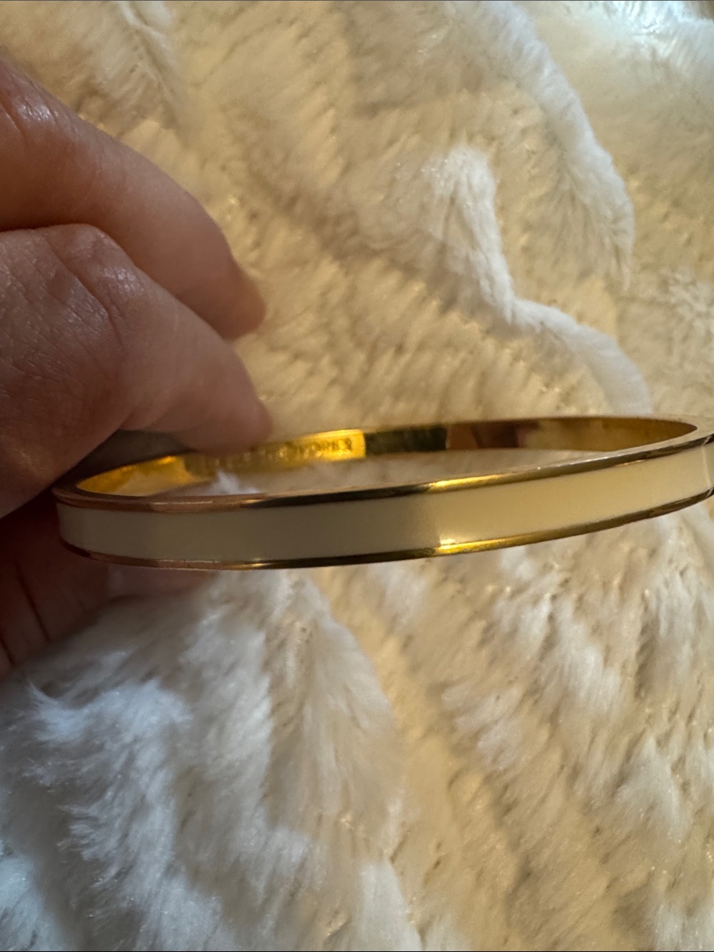 kate spade Gold and Cream Enamel Bangle Bracelet tickle the ivories